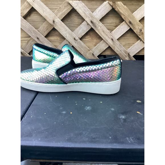 Michael KORS KEATON MK LOGO IRIDESCENT SNAKE SKATE SNEAKERS 6M/36M - Picture 3 of 6